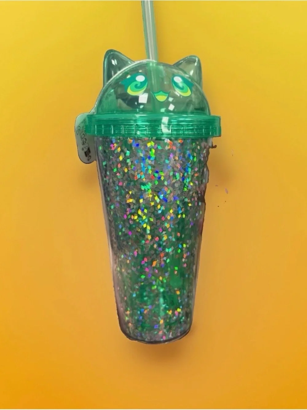 Aphmau Gamer YouTube Green Glitter Double Wall Tumbler with Lid & Straw New